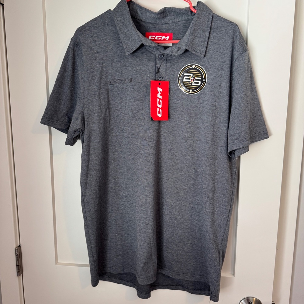 CCM Mens Pittsburgh Penguins 25th Anniversary Polo Shirt Gray Heather Large NEW